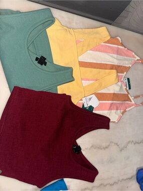 ROXY Mixed Ribbed Tank Tops Bundle- Mint, Yellow, Coral Stripe, Burgundy